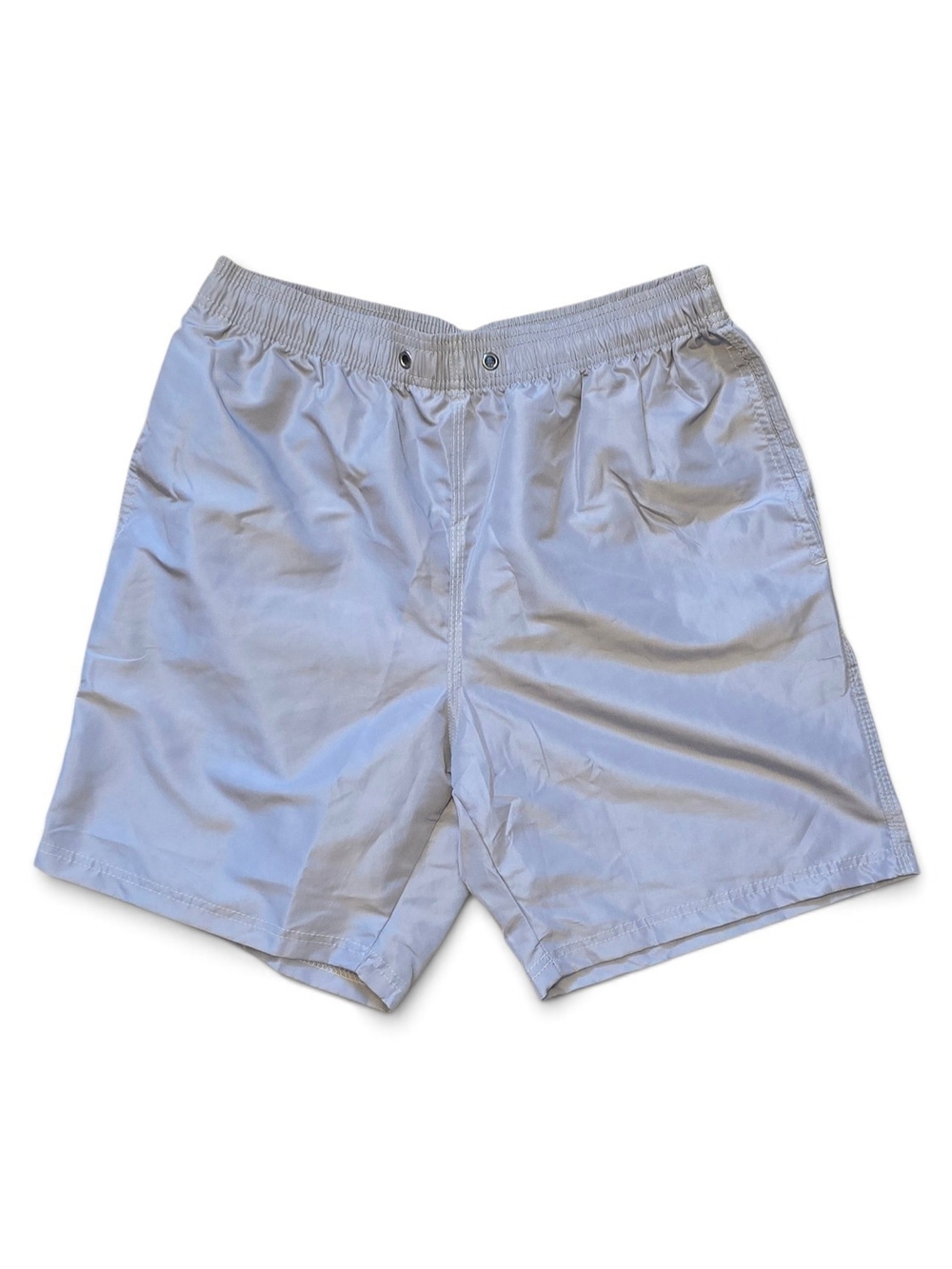 Men's Swim Trunks in Light Gray — Elastic Waist Comfort